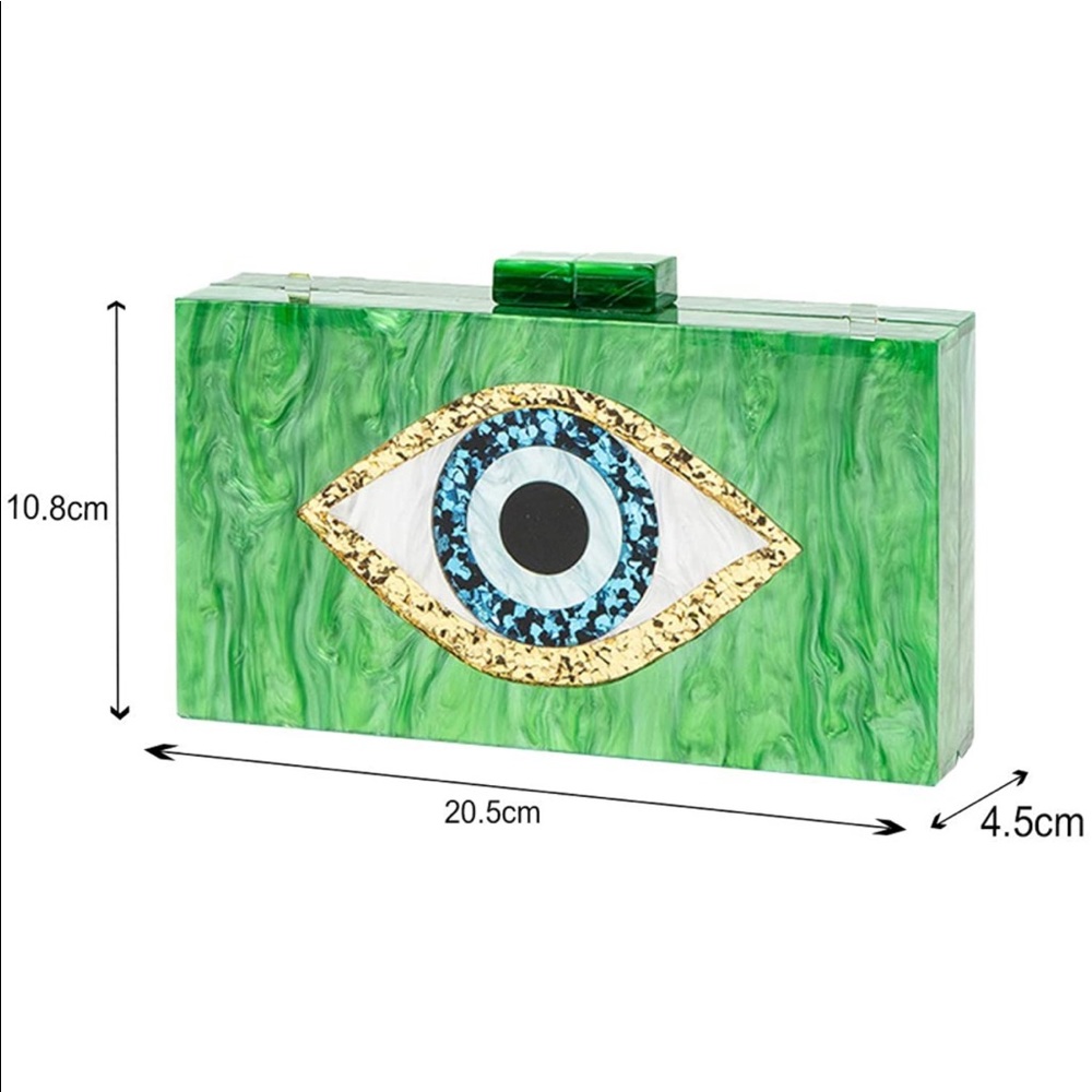 Green eye acrylic clutch purse new - Picture 6 of 6